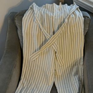 Tie Waist Pull On Pants, Striped